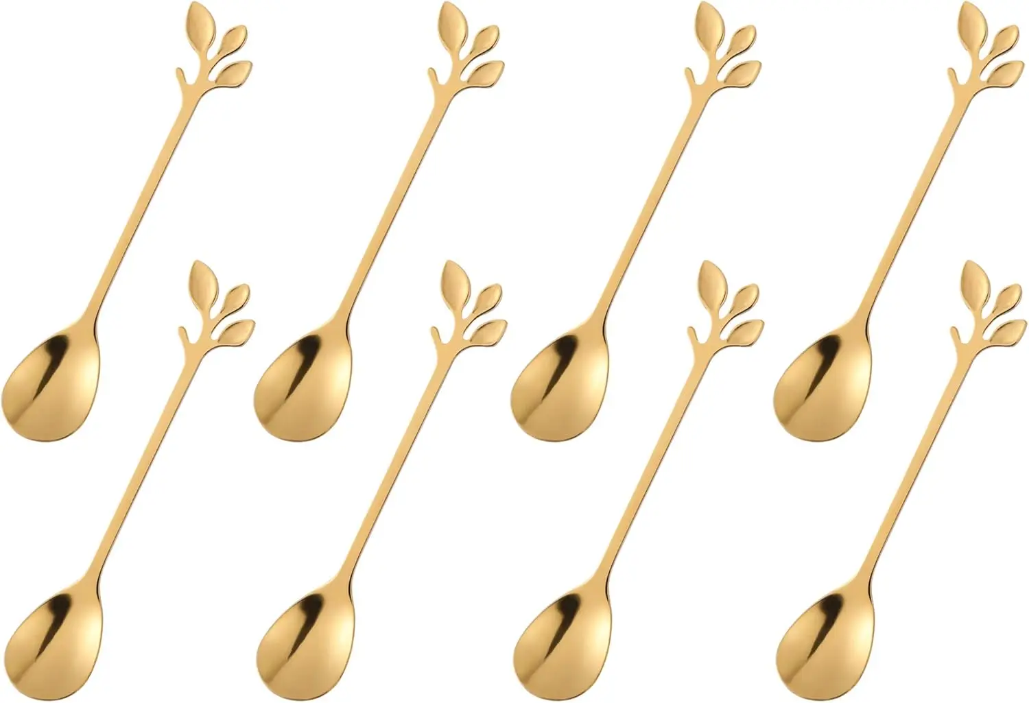 

Gold-Plated Stainless Steel Mini Coffee Spoons Set of 8, 4.9 Inch Dessert Teaspoons for Espresso Stirring and Tableware