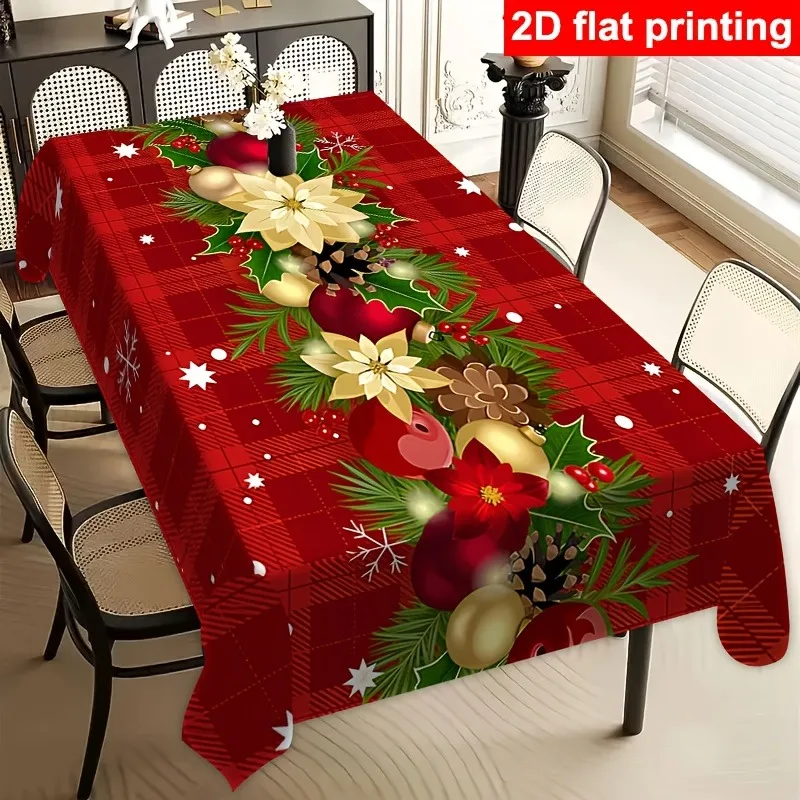1pc Christmas New Year Tablecloth Elegant Modern Art Rectangular Table Cover for Weddings, Parties Restaurant Table Decoration