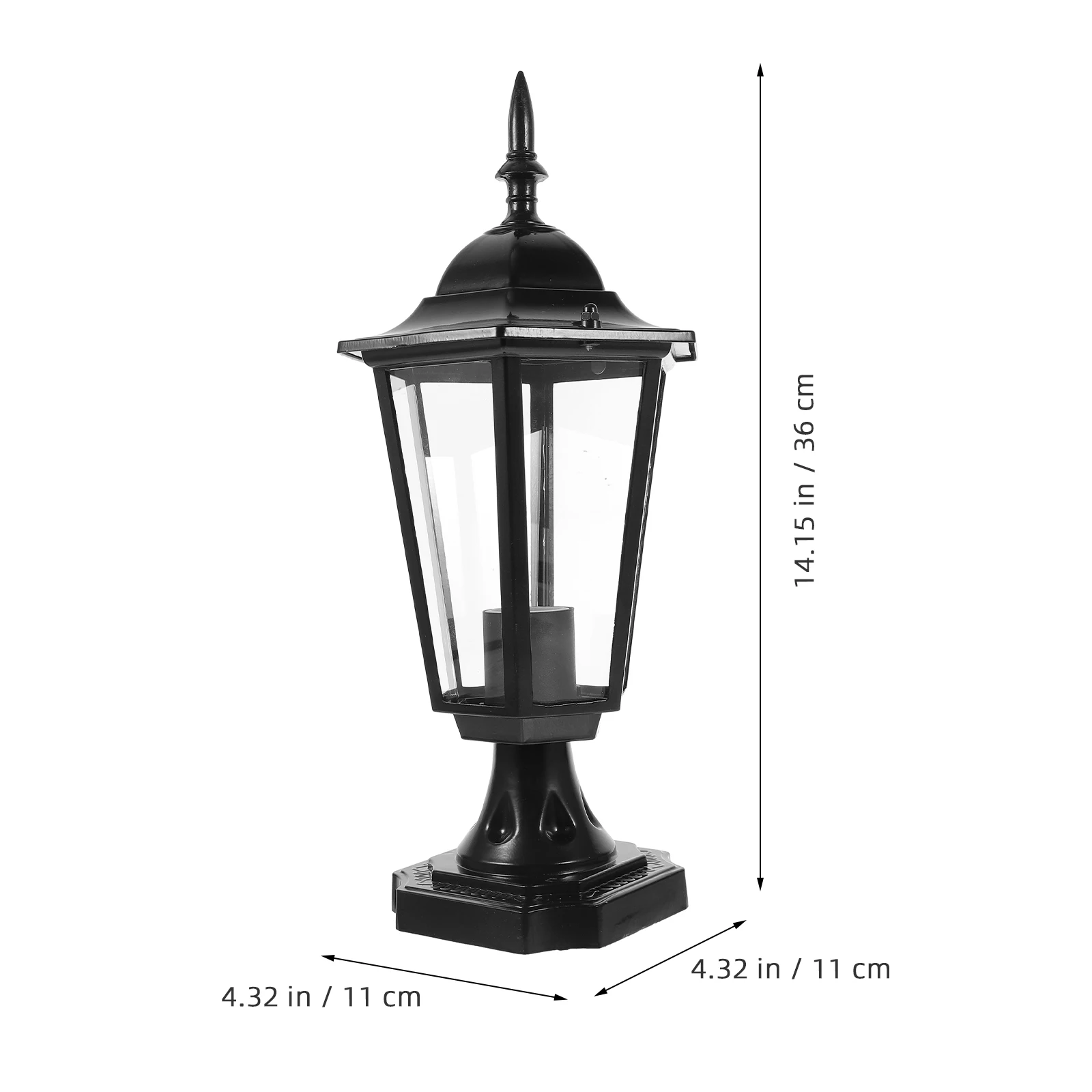 

Hexagonal Column Lampshade Black Transparent Glass E27 Bulb Outdoor Garden Light Covers Modern Decor Solar Lighting