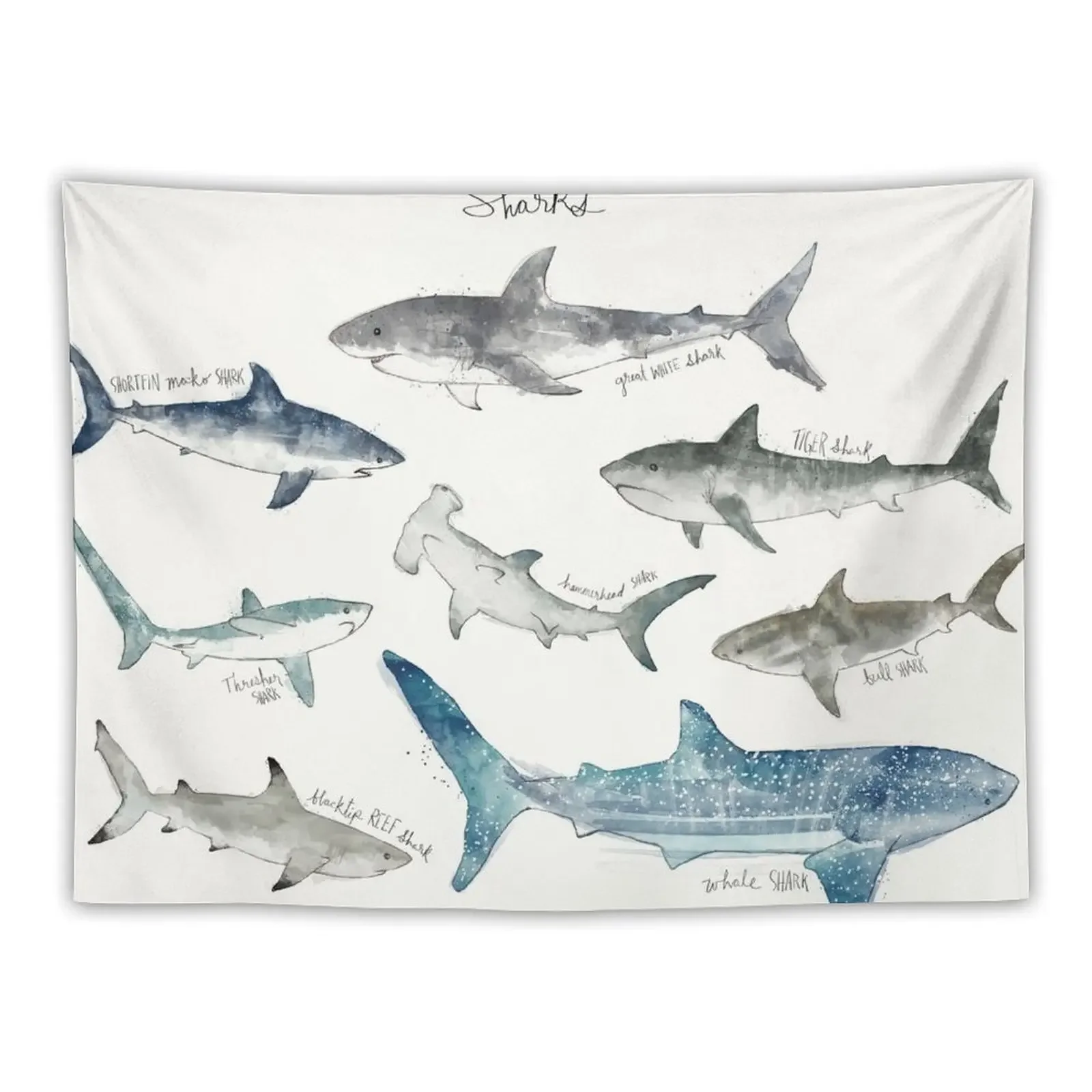 Sharks - Landscape Format Tapestry Cute Decor Bedroom Decor Tapestry