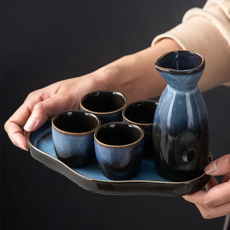 -Regalo japonés Skae Cup Set profesional portátil de lujo pequeña botella de sake Comedor Secret Brewing Copas Para Vino productos para el hogar