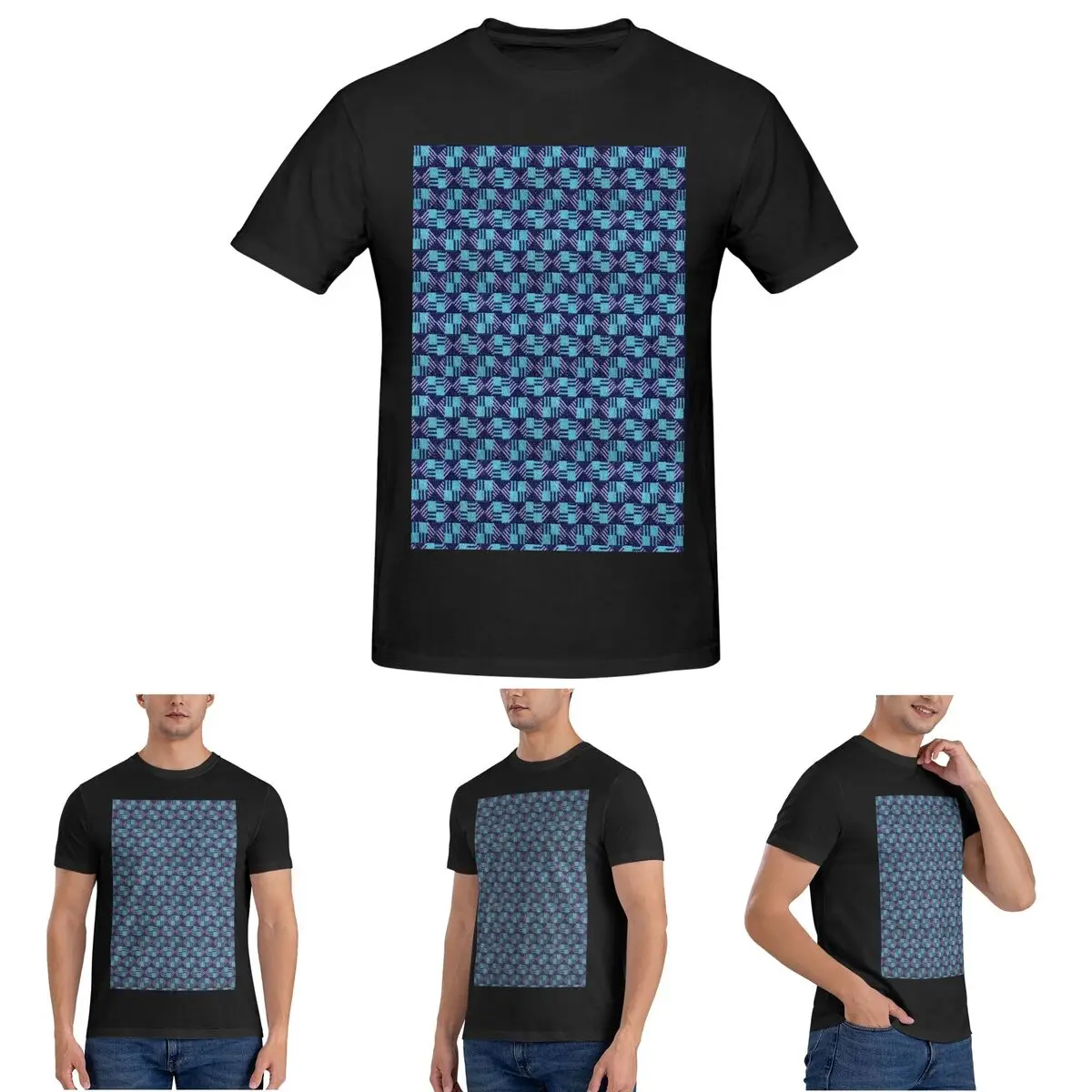 

Waterloo And City Line - London Underground Seat Cover Moquette T-Shirt for Men Cotton T Shirts Men's Short Sleeve Round Neck
