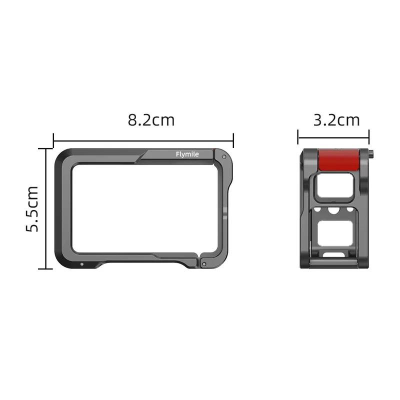 Aluminum Metal Cage for  DJI OSMO ACTION4/3/5Pro Quick Release Knob,Shockproof Frame Case with Dual Cold Shoe Mounts
