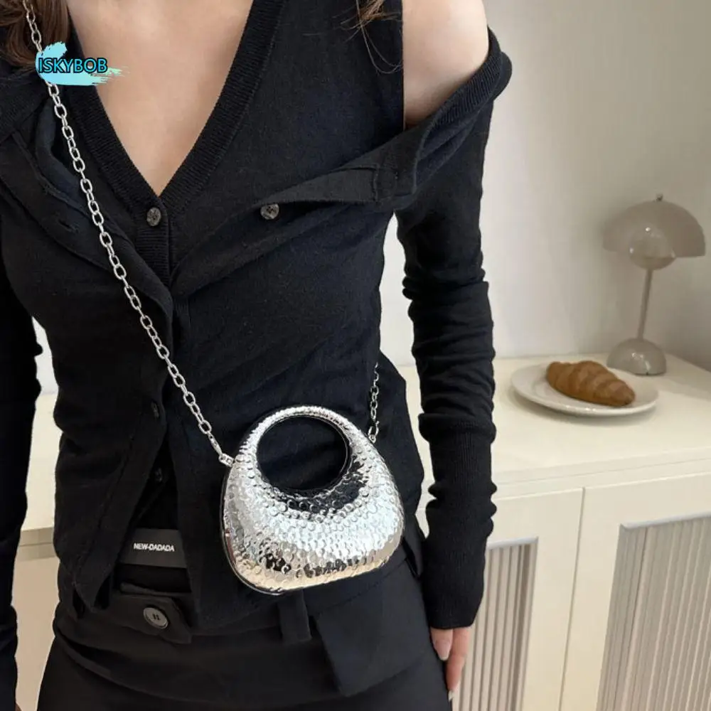 

Korean Style Acrylic Box Shoulder Bag Mini Messenger Bag Small Wallet Banquet Chain Bag Silver Lipstick Bag Funny Party Bag