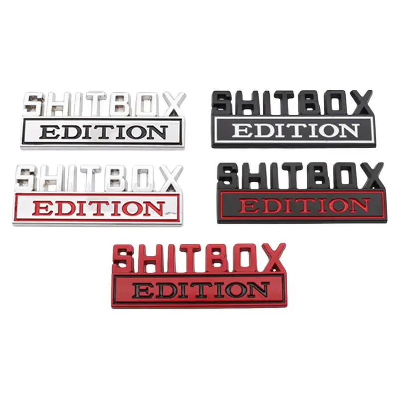 3D SHITBOX Car Sticker ABS Shitbox Emblem Big Size Car Decal Shitbox Edition Badge Car Tail Side Sticker Accessories For Jeeps