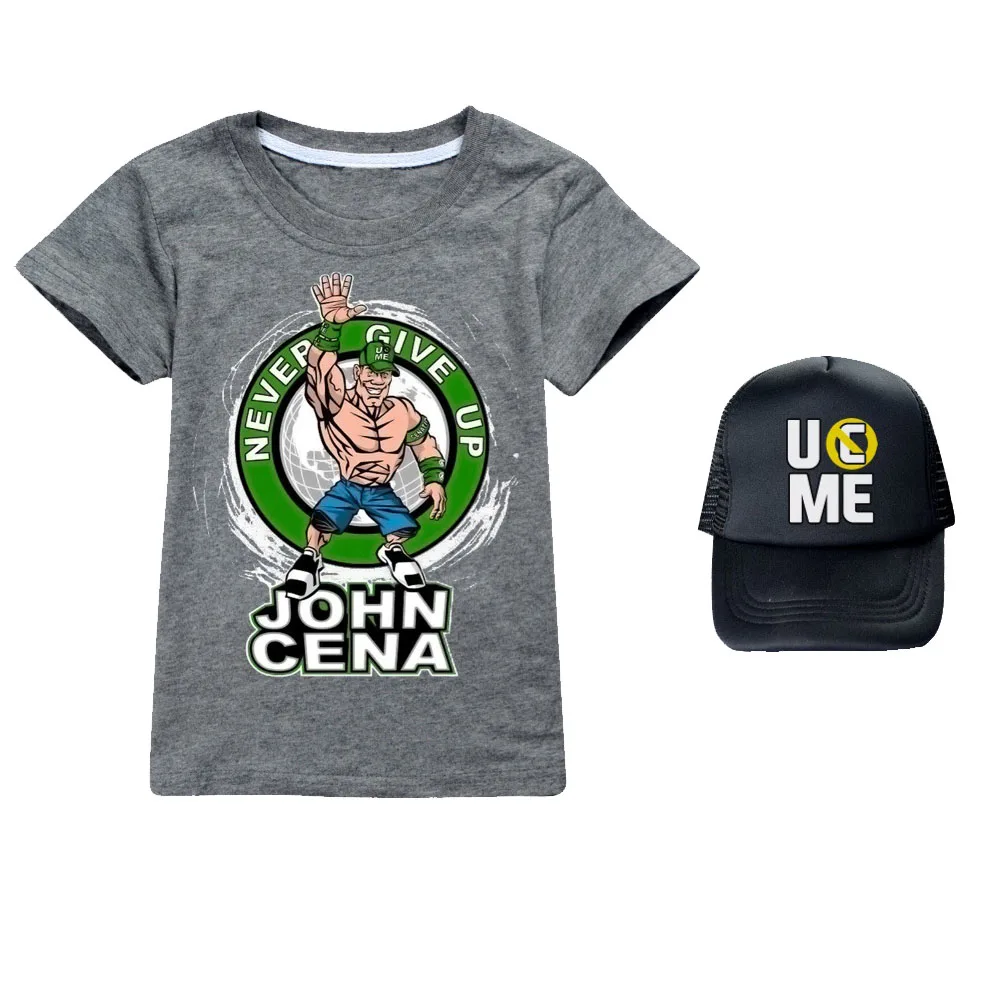 Girls Clothes for Boys Tee Costumes Kawaii Summer Kids Cosplay John Cena Top Short Sleeve T-shirt Cotton Tshirts Uc Me Hat