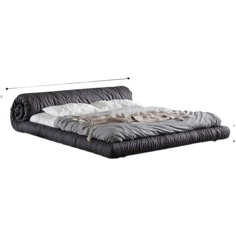 Short bed Simple modern light luxury technology cloth Designer Japanese-style floor bed Master bedroom Flower roll bed