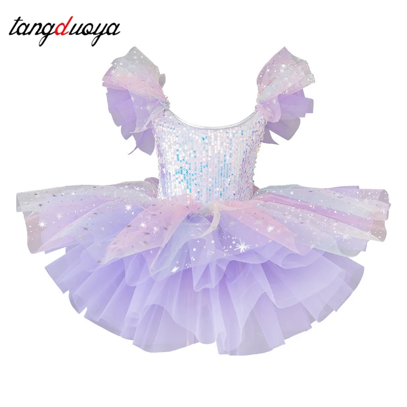 أطفال توتو التنانير يوتار الترتر الرقص الحديث توتو فستان الفتيات ملابس رقص الجاز مرحلة الأطفال فستان الزفاف الأميرة #6