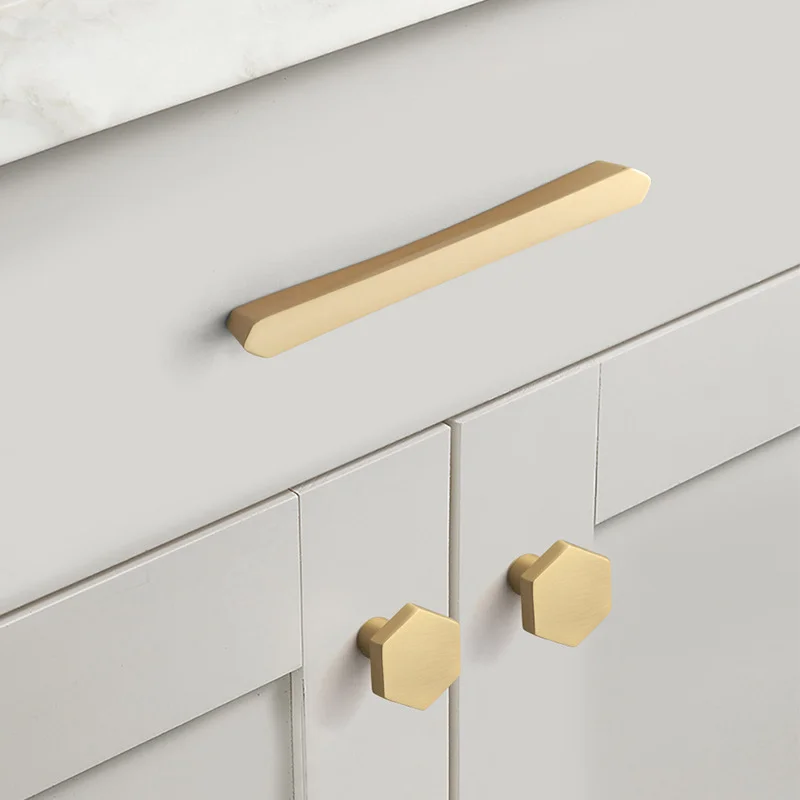 Gold Copper Brushed Grey Door Handles Modern Simple Light Luxury Wardrobe Cabinet Drawers Cabinet Door Handles Furniture