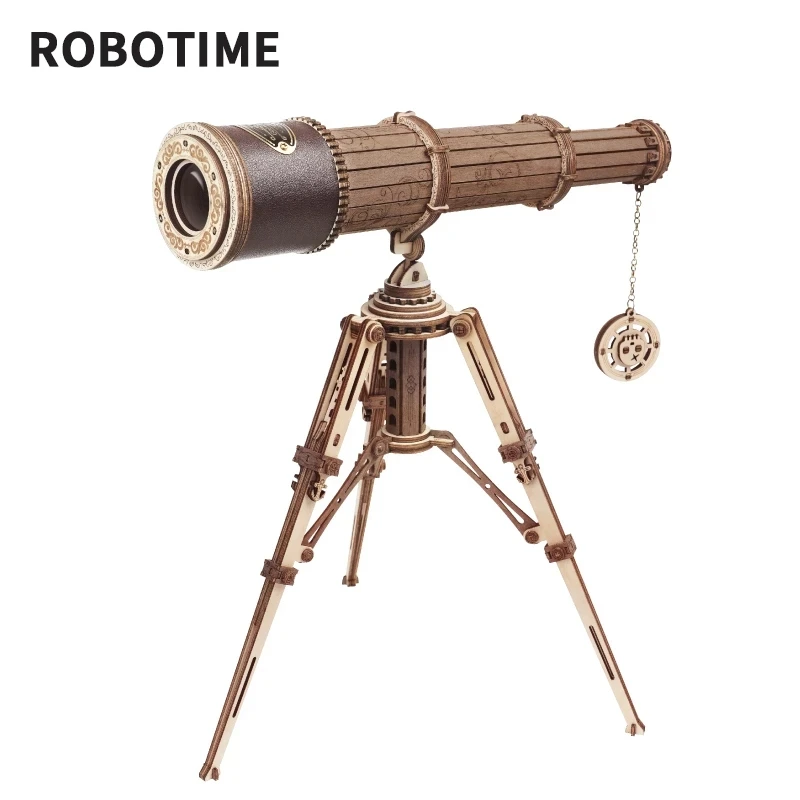 Robotime-Telescopio de madera armable para niños y adultos, kits de construcción de monocular de juguete, ideal para regalo, DIY, modelo Rokr, por