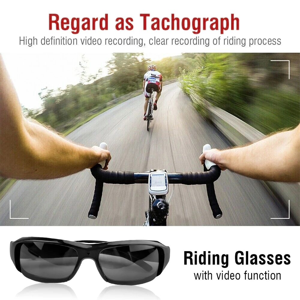 Mini videocámara HD 1080P con auriculares Bluetooth, gafas de sol polarizadas, cámara deportiva, conducción, ciclismo, grabadora de vídeo