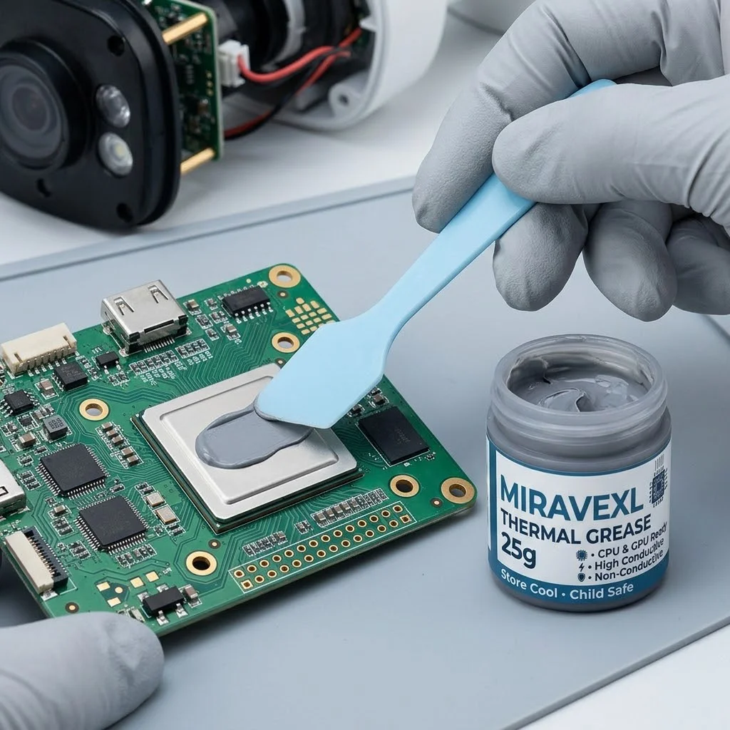 Heat Conductive Grease Paste with Mini Scraper, Thermal Compound for CCTV Camera Mainboard Chip Heat Dissipation Cooling