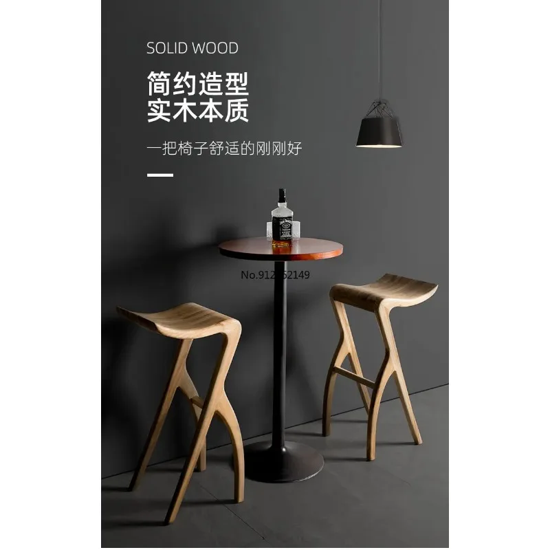 Modern minimalist solid wood home Nordic bar chair front desk high stool 아일랜드 식탁의자   banqueta alta de cozinha sillas para barra