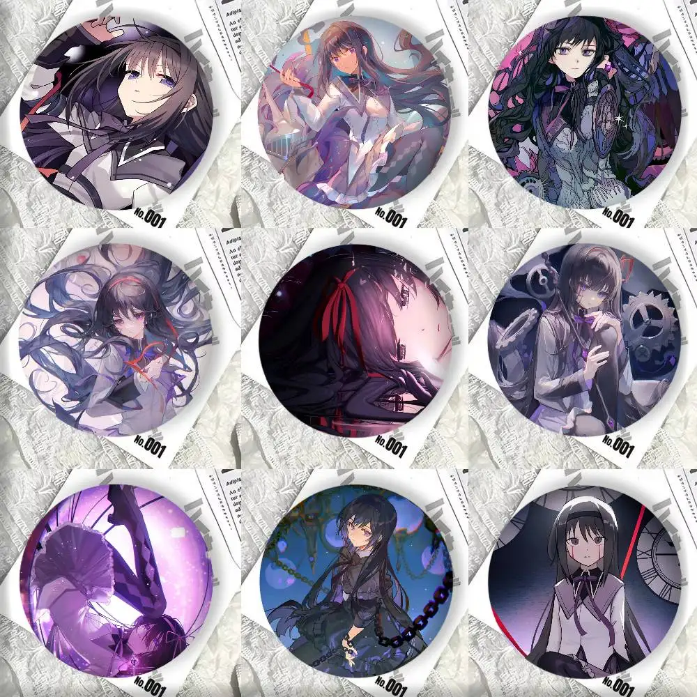 Anime P-Puella Magi M-Madoka Magica Akemi Homura Round badge lapel pin backpack clothing jewelry accessories gift brooch