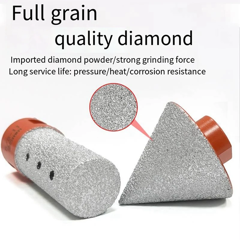 Brazed Diamond Milling Bit Chamferer Ceramic Tile Hole Expander 5/8-11 Thread Adapter Conical Stone Grinding Bits 3Pcs