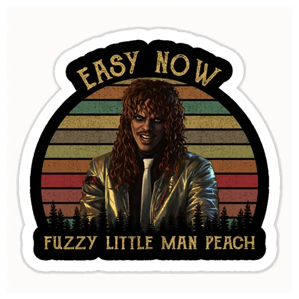 Easy Now Fuzzy Little Man Peach Funny Surreal Comedy Sunset Retro Meme Vintage Waterproof Stickers Motorcycles