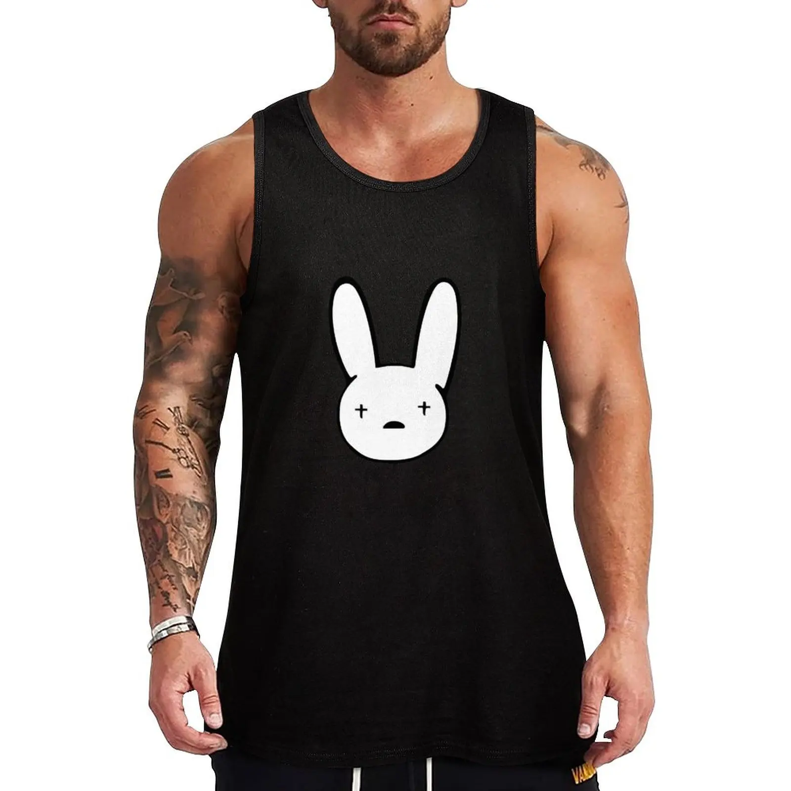 

Bad Bunny logo T-Shirt Tank Top muscular man vest for men Vest male