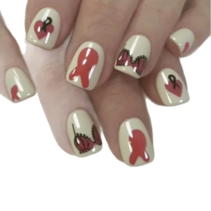 

2026 New Minimalist Wearable Nail Art with Red Ribbon and Heart Design - A Series of False Nail Stickers Showing Care for Women