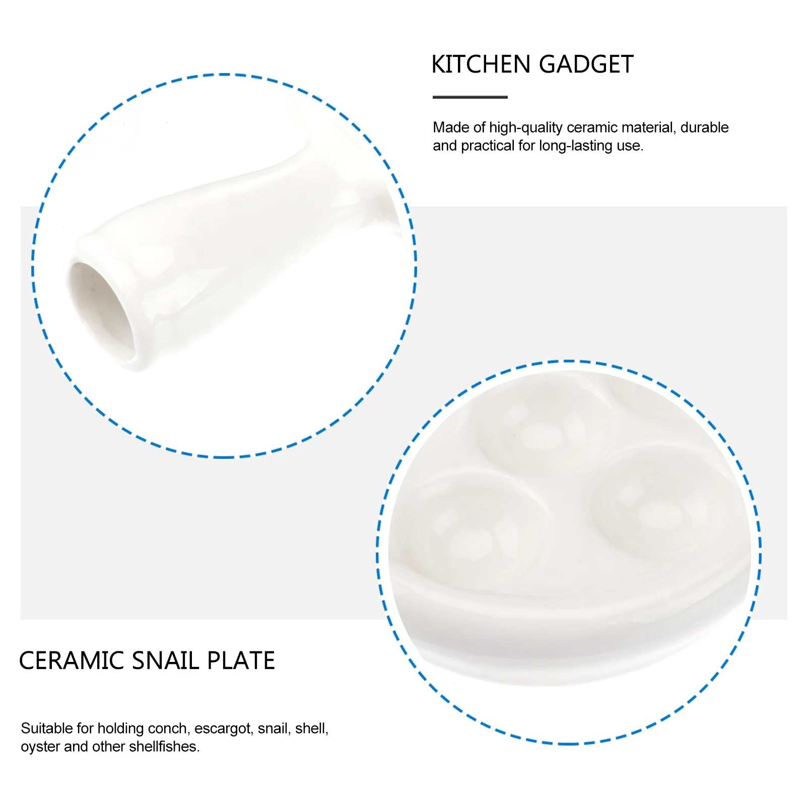 

1Pcs Ceramic Escargot Baking Plate Thick Stable Snail Dish Kitchen Gadget Dishwasher Safe Escargot Baking Dish