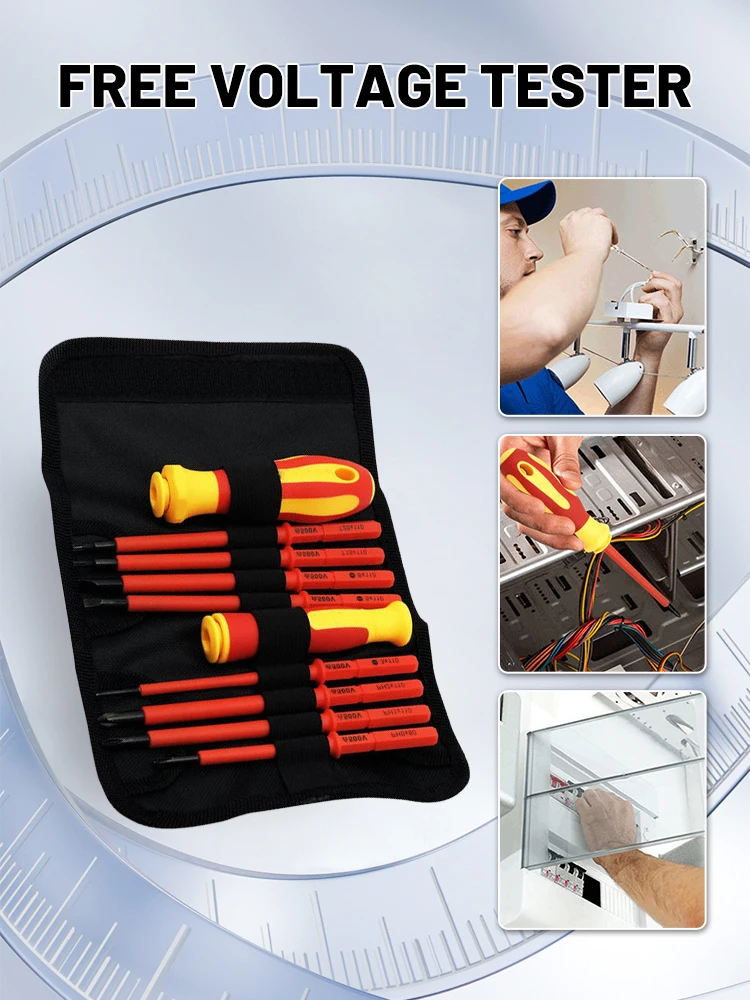 10Pcs Set Insulated Screwdriver Set 500V Hexagonal Phillips Slotted Bits Electrician For Electrician Hand Tool Multifunctional