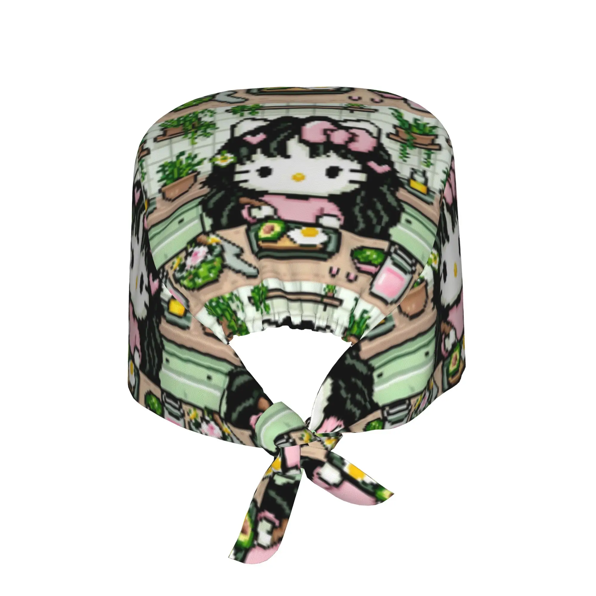 Custom Cat-Cartoon Medical Staff Scrubs Hat Women Men Manga For Chef Hat Scrub Caps view 3
