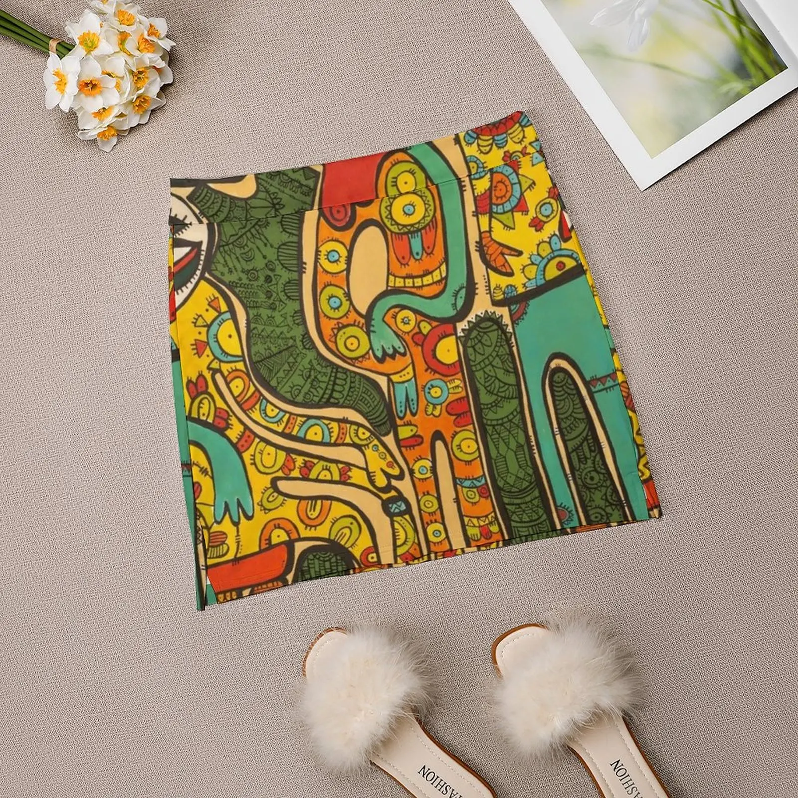 „Colorful Gathering“ von Tara Mokhtari Damenrock Ästhetische Röcke Neue Mode Kurze Röcke Bunte Textur Raffung