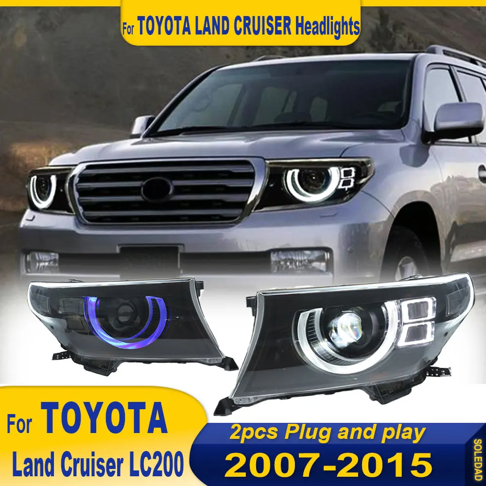 Car Parts For Toyota Land Cruiser Headlights 2007-2015 LC200 latest Styling LED DRL Dual Projector Car Accesorios Modified 2pcs