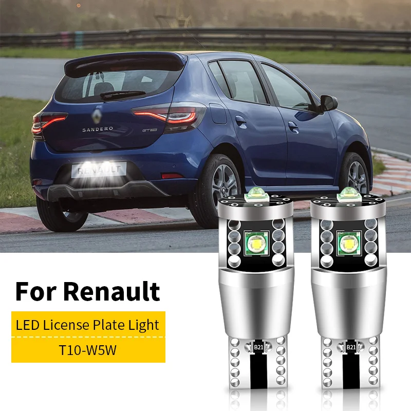 2pcs LED License Plate Light Bulb W5W T10 168 Lamp Canbus For Renault Alaskan Captur I Duster Fluence Kadjar Kangoo Kaptur Modus