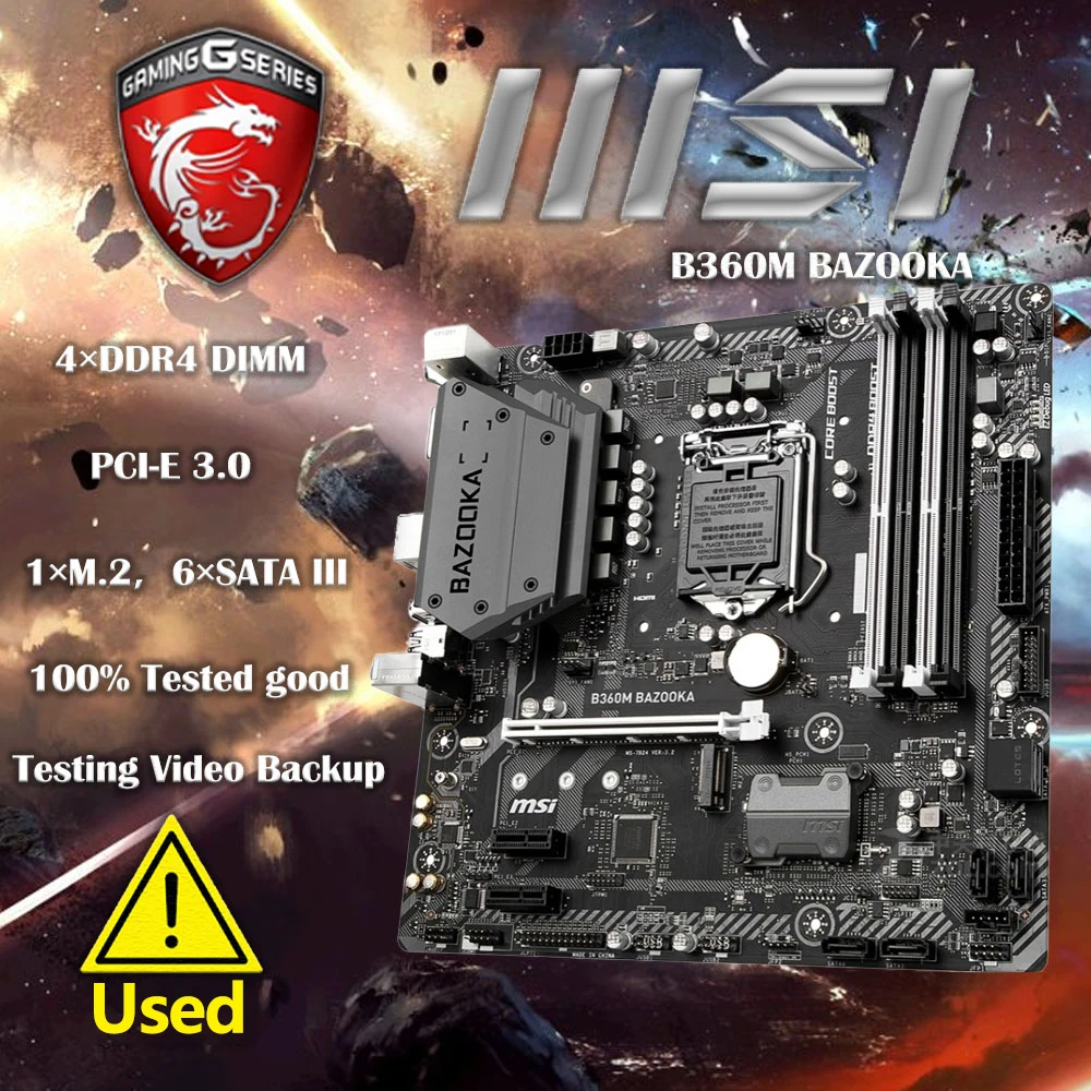 Placa-mãe Usada Msi Bazuca B360m Lga 1151 Intel Core i7 i5 i3 Pentium Celeron 64gb Ddr4 2666 2400 2133mhz