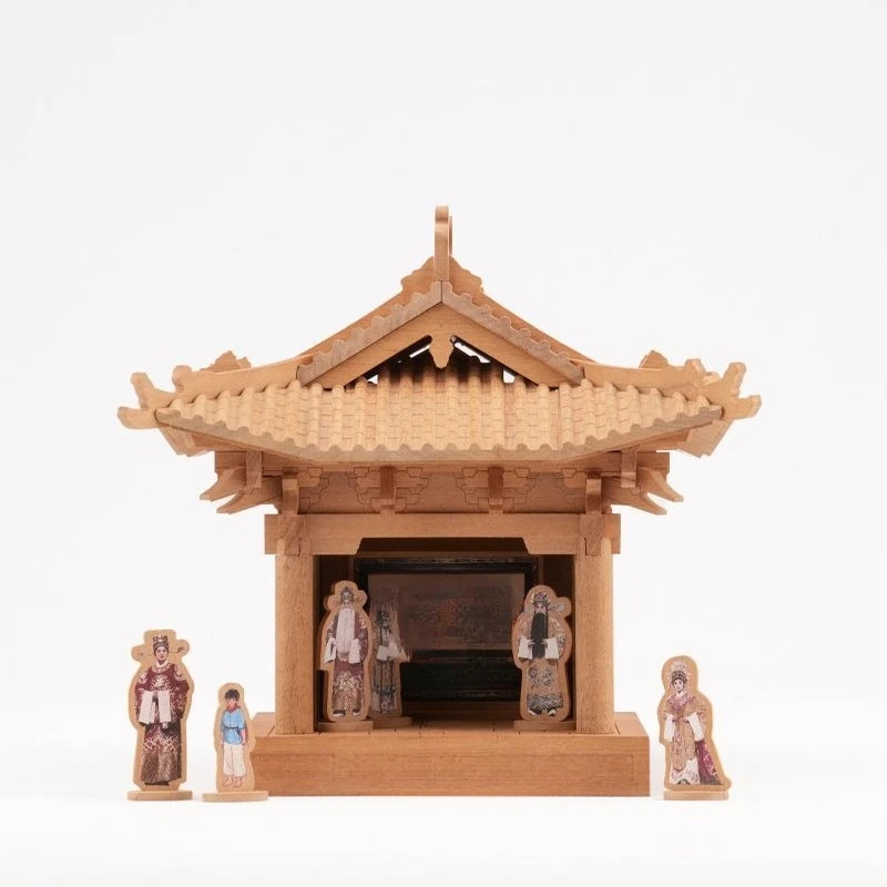 Wood Shanxi, temple stage Chinese style, ancient architecture, model wooden
