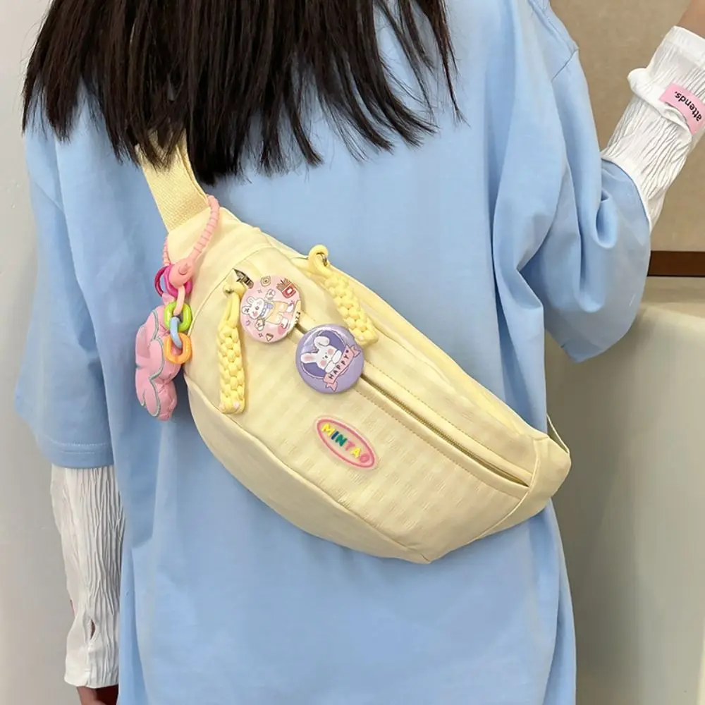 

Cute Leisure Crossbody Bag 3-Layers Japanese Style Waist Bag Simple Fresh Checkered Shoulder Bags Students