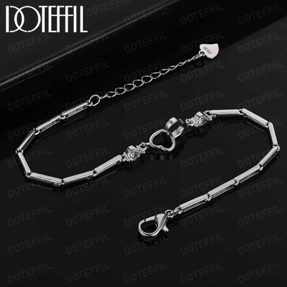 

DOTEFFIL Charms Heart Bracelets Bangle 925 Sterling Silver for Women Valentine's Days Cubic Zircon Wedding Love Couple Jewelry