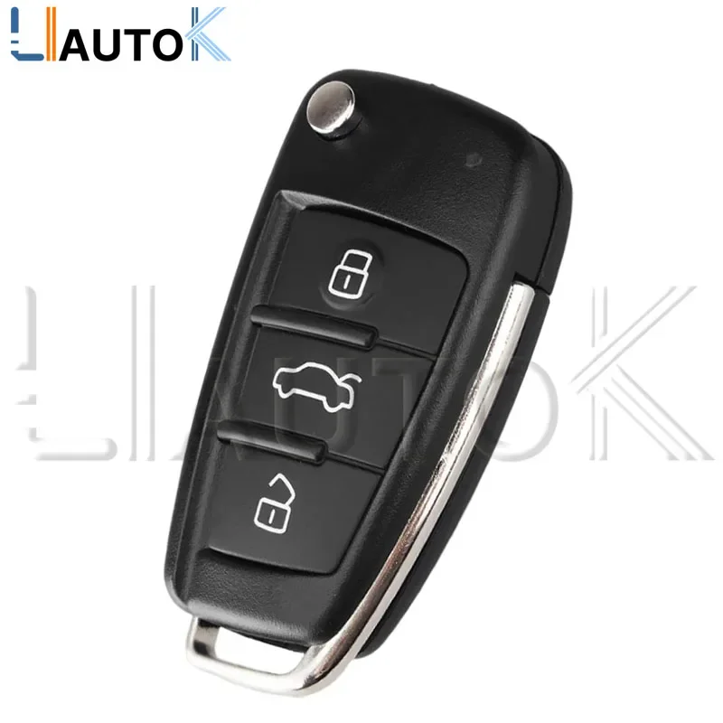 Folding Car Key Case For Audi Q7 B7 Q3 A3 TT A2 A8 A6 A6L A4 S5 C5 C6 B6 Replacement Remote Car Key Shell Flip Key 3 Buttons view 6