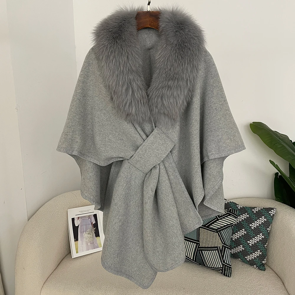 Women Cloak Poncho Winter Warm Shawl Designer Thickening BPashmina Cape Stole Fur Coats Spring Lanket Scarf Female Real Fur Coat