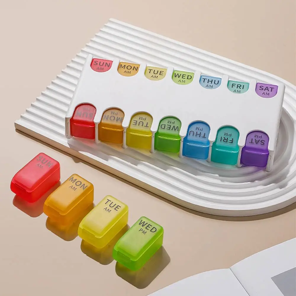 

With 14 Compartment 7 Day Pill Organizer Moisture-proof Waterproof Medicine Storage Box Dust-proof Detachable Daily Pill Box