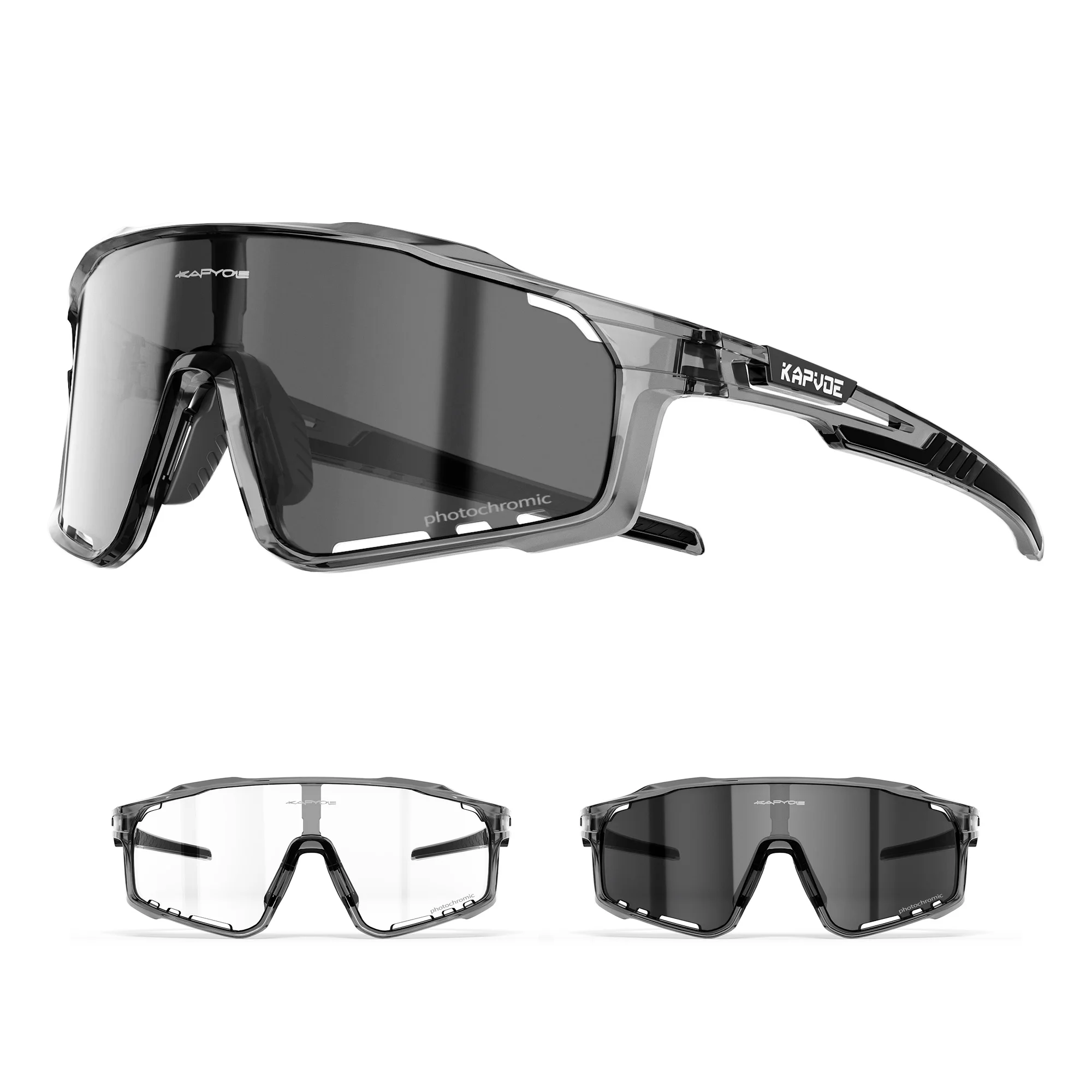 Lunettes de cyclisme photochromatiques KAPVOE pour hommes, lunettes de conduite sur route, lunettes de vélo pour femmes, lunettes de sport VTT, lunettes de soleil de cyclisme UV400