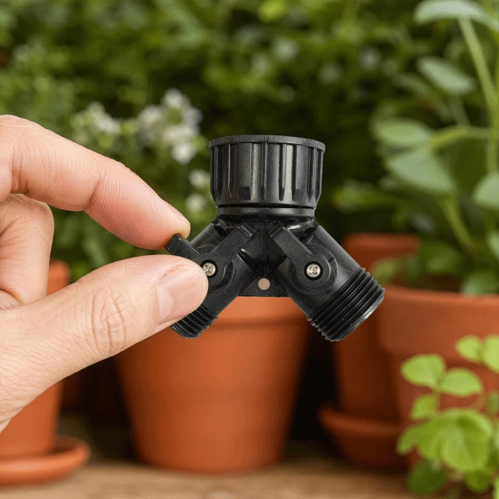 8pcs ABS Garden Hose Y Splitter Black 3/4 Inch GHT Female Thread 2 Way Hose Connector 2 Way 3/4 Inch GHT Male Thread