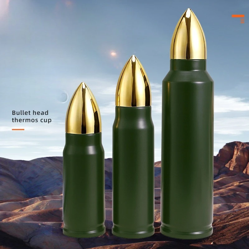 Creative Water Bottle, Bullet Cup Shape, Outdoor Sports Anti-drop Kettle, Portable Travel 304 Stainless Steel Thermos Cup