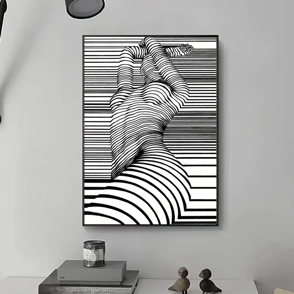 فن جداري تجريدي حديث ، صورة امرأة عارية بالأبيض والأسود ، ملصق مطبوع على قماش عالي الدقة ، غرفة المعيشة المنزلية ، ديكور الرواق #1