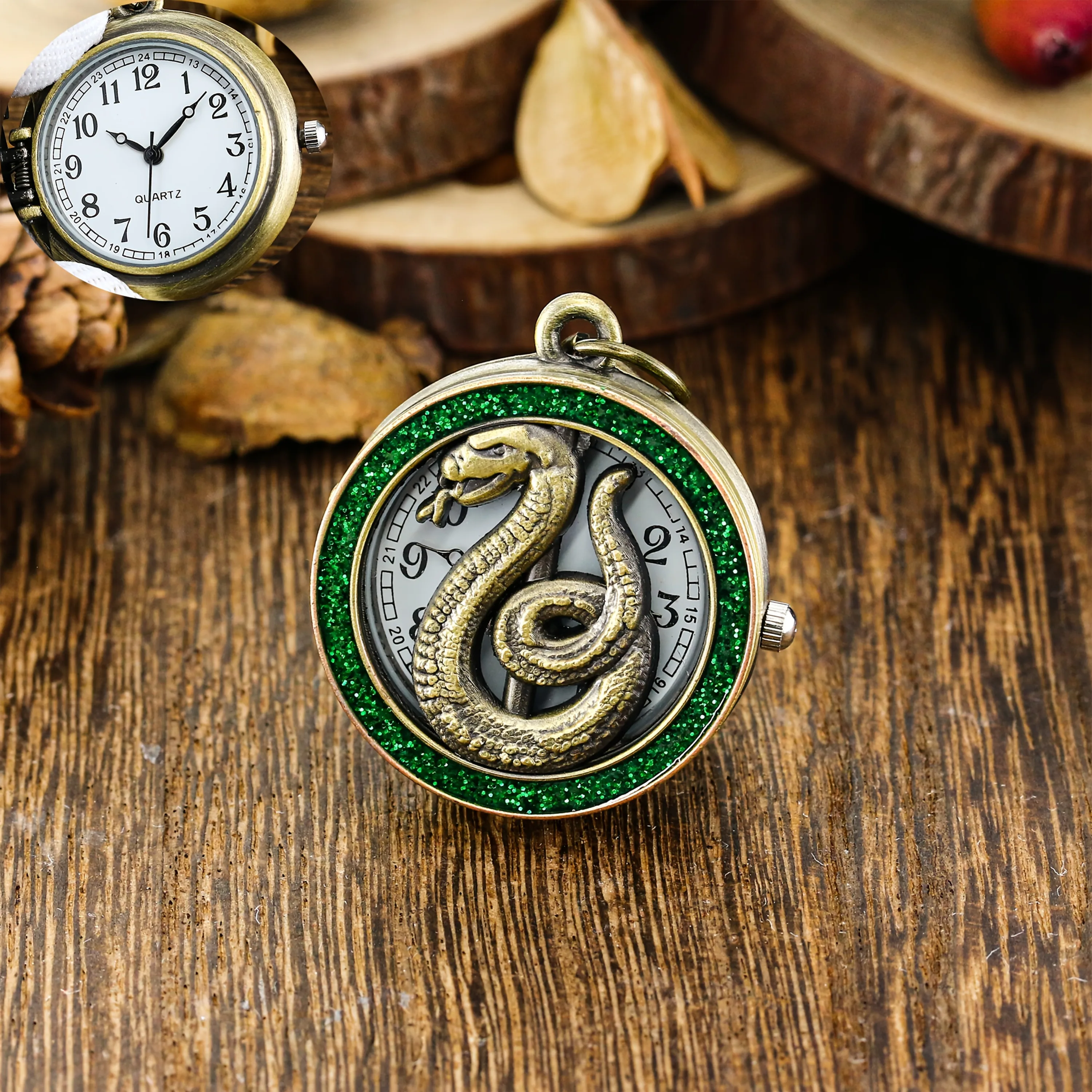 Retro flip keychain hanging watch, student fashion trend quartz pocket watch, exam large dial pocket watch, keychain