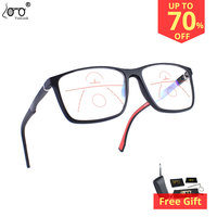 Men Women Progressive Multifocal Reading Glasses Blue Light BlockingTR90 Aluminum Magnesium Sport Square Frame Eyewear UV400+2 3