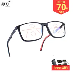 Men Women Progressive Multifocal Reading Glasses Blue Light BlockingTR90 Aluminum Magnesium Sport Square Frame Eyewear UV400+2 3
