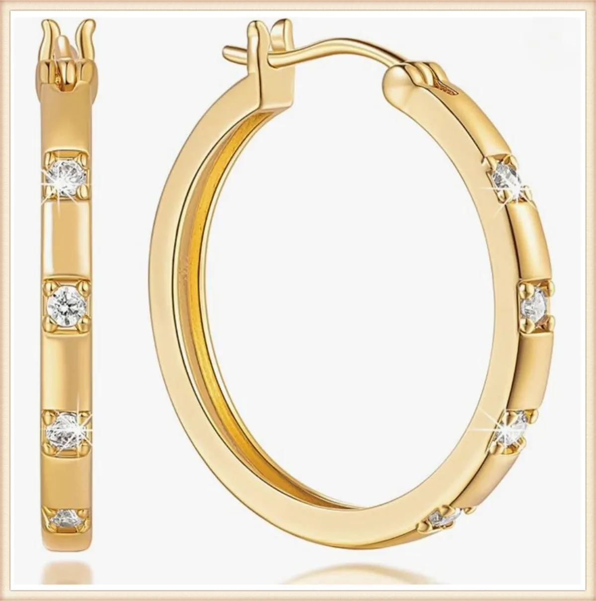 18K solid genuine gold laboratory-grown diamond earrings with 4 diamonds, ear loops 20cm x 25cm, custom-made ring rings, wholesa