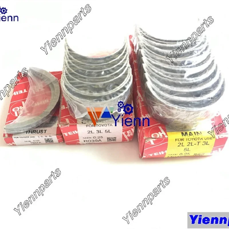 For TOYOTA 2L 3L 5L Crankshaft Main Connecting Rod Bearing Thrust Washer Set For Toyoace Hi-Luxe Hi-Ace Van LY51 Engine Parts