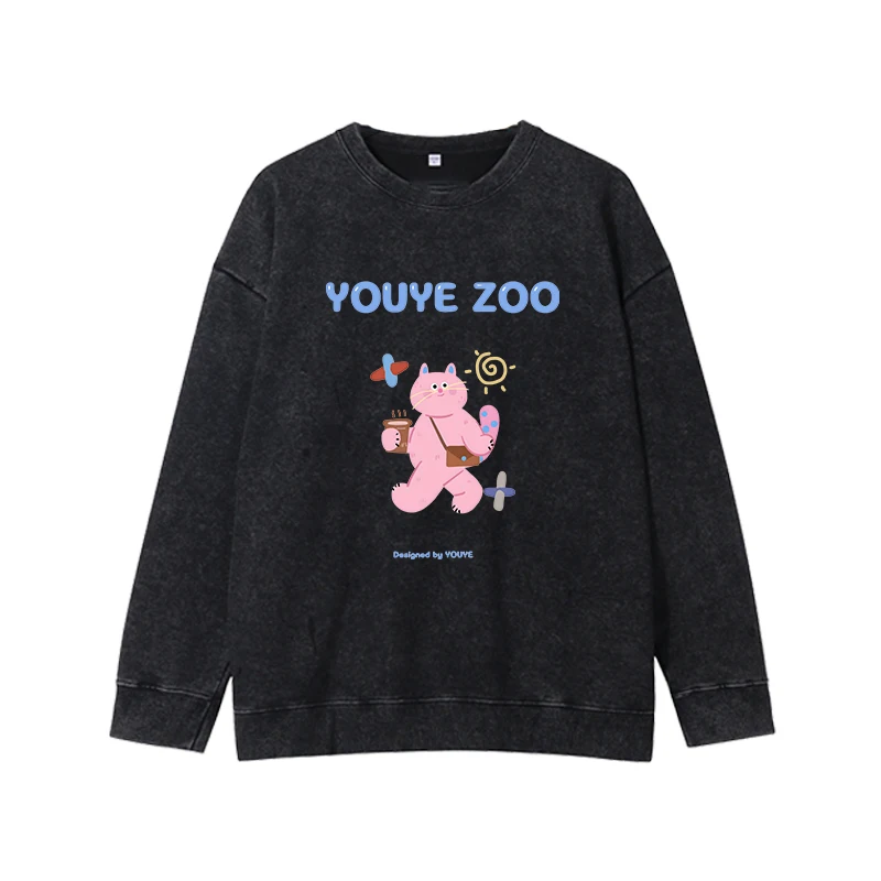 

Heavy duty long sleeved shirt for women with high-end round neck, loose, simple and cute bunny casual long sleeved print