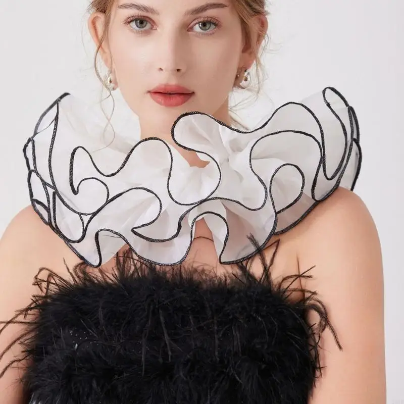 2025 NOUVEAU MESH BESSIONNANT ELIZABETHAN COLLAR HALLOWEEN Costume Prop Transformation du clown rapide