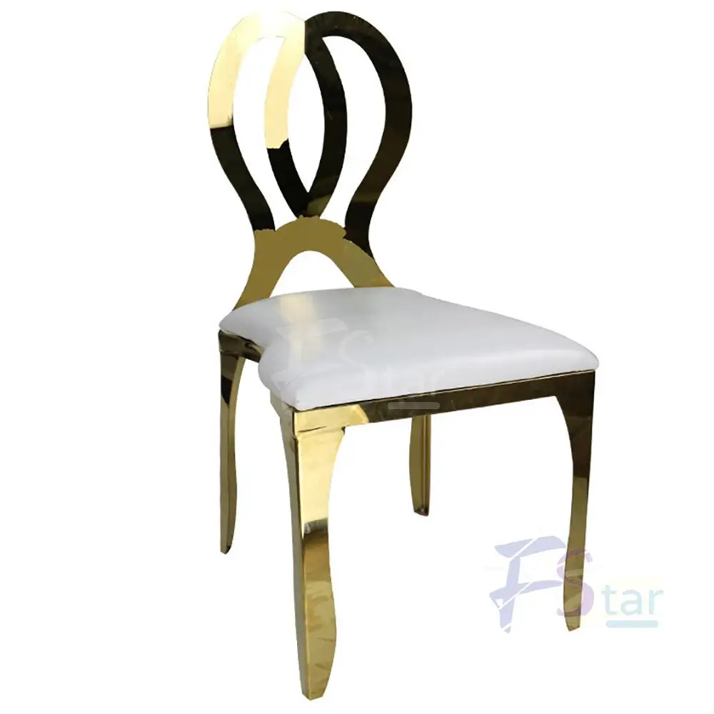 Factory Price Round Back Gold White Stainless Steel Wedding Banquet Party Event Chairs Wholesale Dining Chair