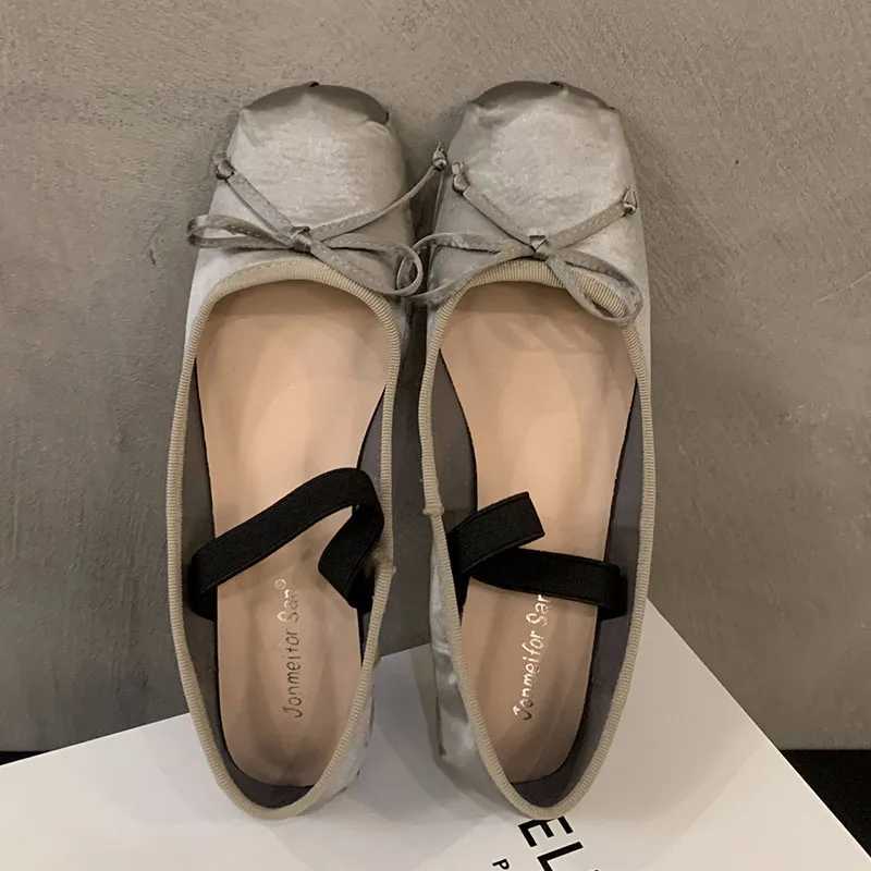 

2024 New Autumn Flat Shoes Leisure Women Flats Female Soft Sole Ladies Footwear Comfortable Casual Lady Round Toe Silk Ballerina