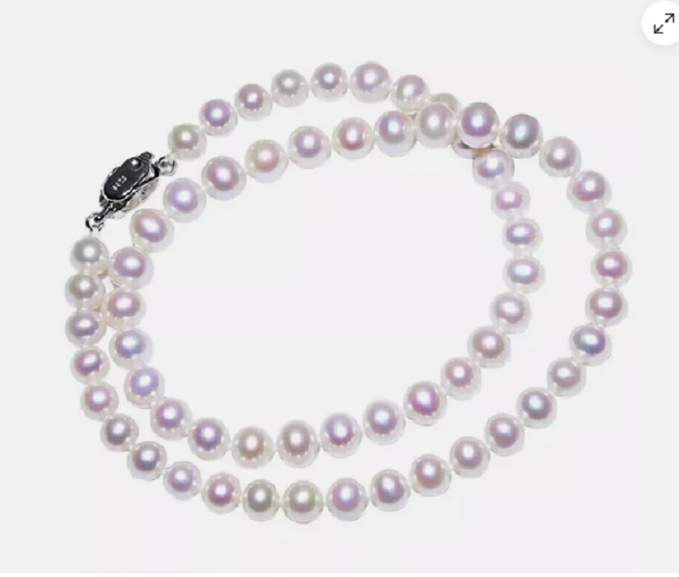 

brand new AAAA 7-8mm Japanese Akoya white pearl necklace 925S 18inch