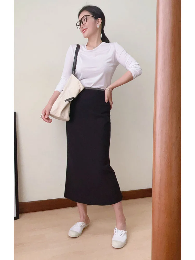 

Элегантная асимметричная юбка миди с высокой талией, стройнящая, А-силуэт, на молнии, для офиса, новинка 2023